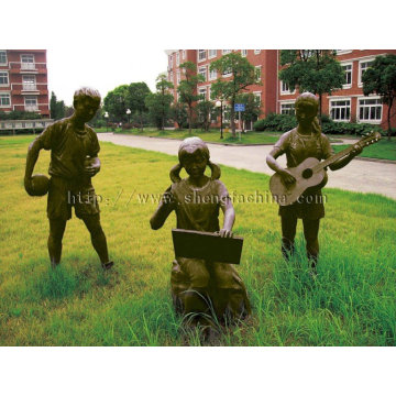 Bronze jovens crianças jardim escultura